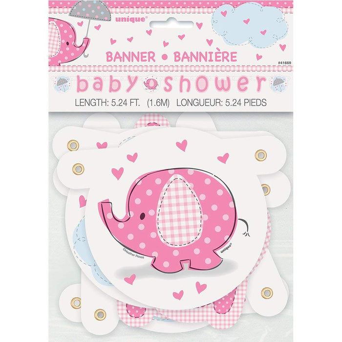 Buchstabengirlande Elefant Baby Shower Pink 160cm