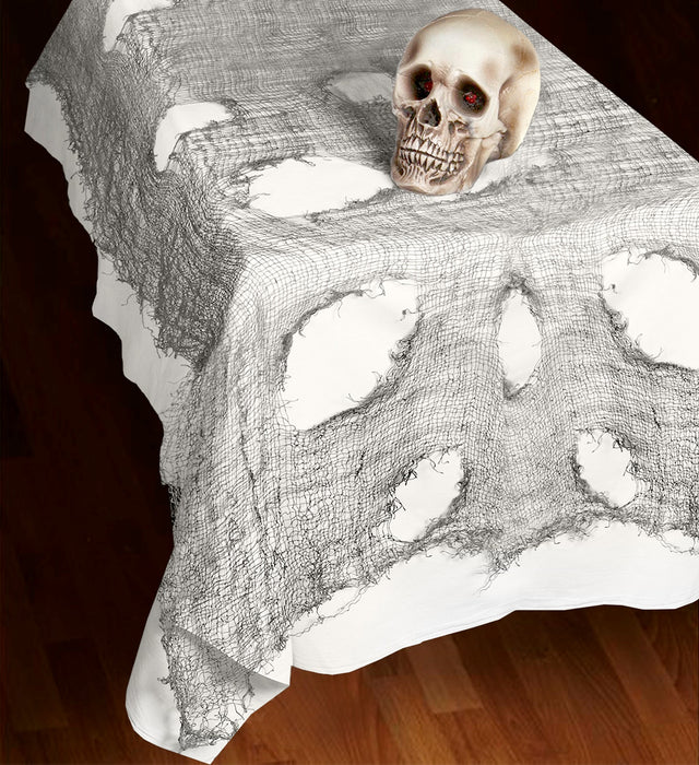 Dekostoff Lumpenstoff 300 x 60 cm | Grau - Halloween Dekoration