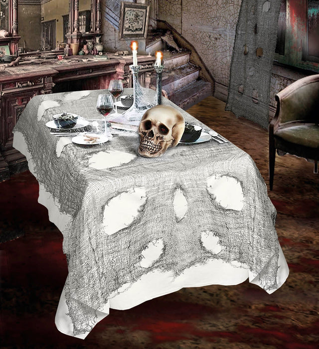 Dekostoff Lumpenstoff 300 x 60 cm | Grau - Halloween Dekoration