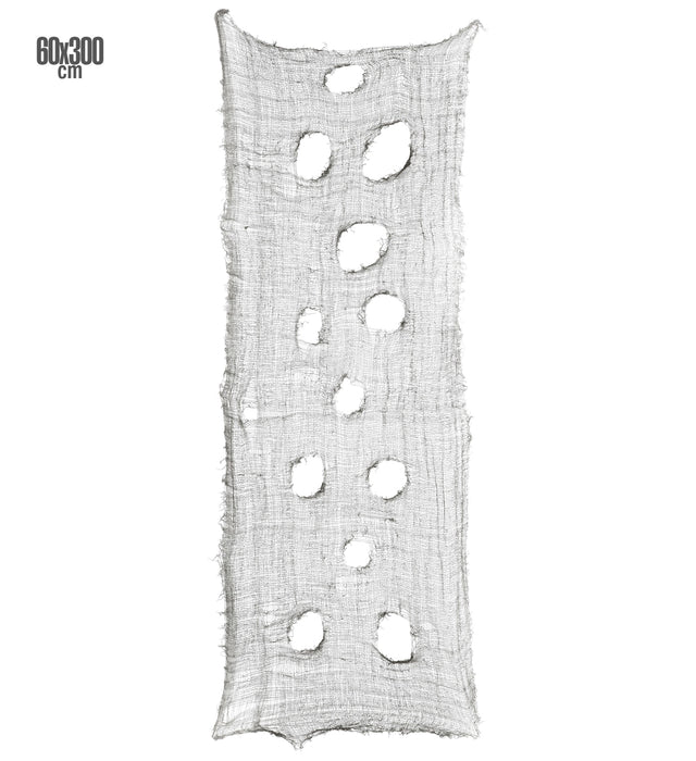 Dekostoff Lumpenstoff 300 x 60 cm | Grau - Halloween Dekoration
