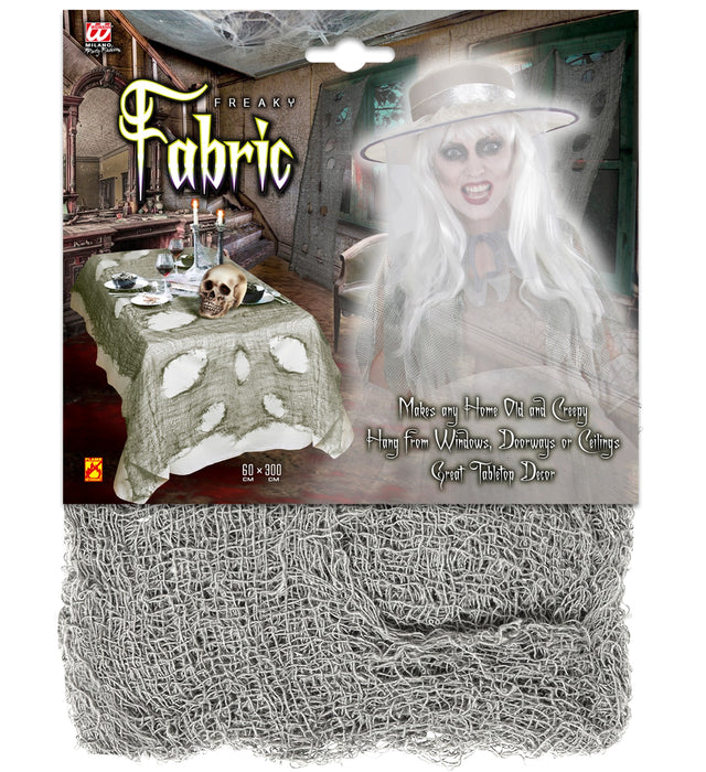 Dekostoff Lumpenstoff 300 x 60 cm | Grau - Halloween Dekoration