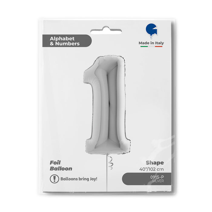 Riesenzahl Folienballon 40"/102cm | Silber #1