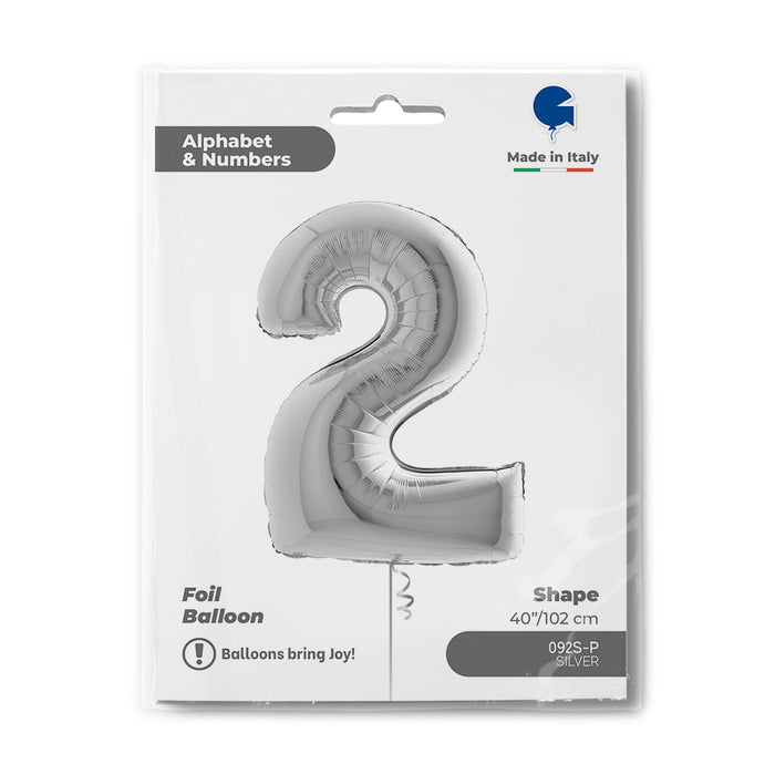 Riesenzahl Folienballon 40"/102cm | Silber #2