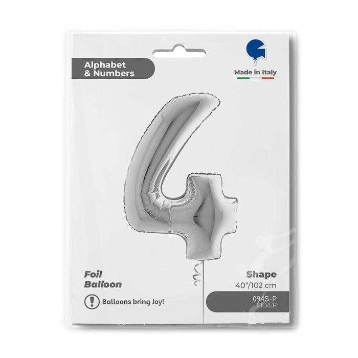 Riesenzahl Folienballon 40"/102cm | Silber #4