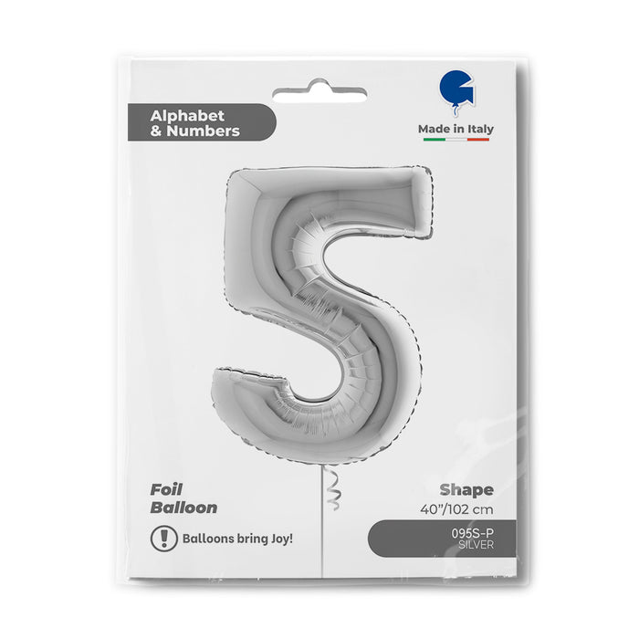 Riesenzahl Folienballon 40"/102cm | Silber #5