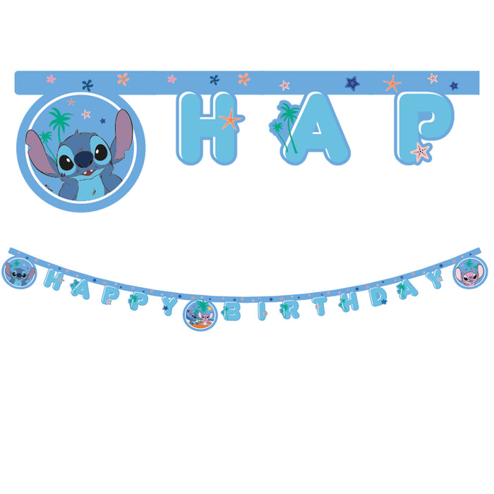 Banner Happy Birthday Stitch & Angel | FSC