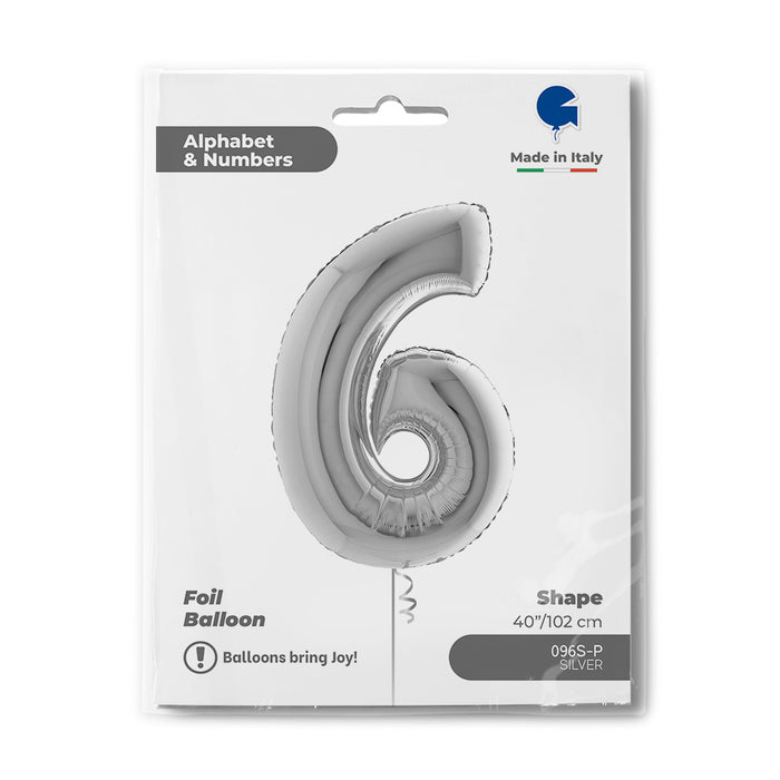 Riesenzahl Folienballon 40"/102cm | Silber #6