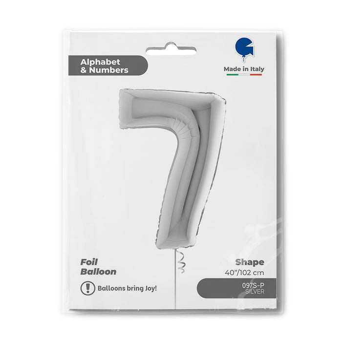Riesenzahl Folienballon 40"/102cm | Silber #7