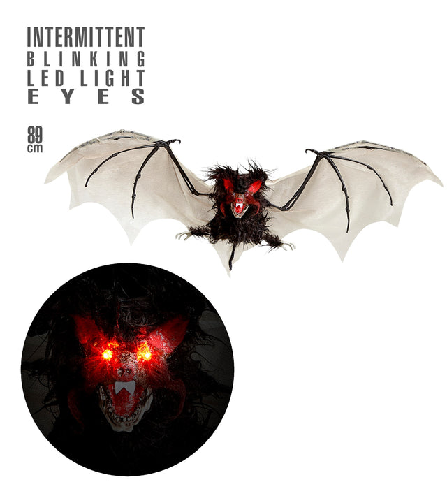 Hängefigur "Haarige Fledermaus" mit blinkenden Augen 89 cm Dekoration