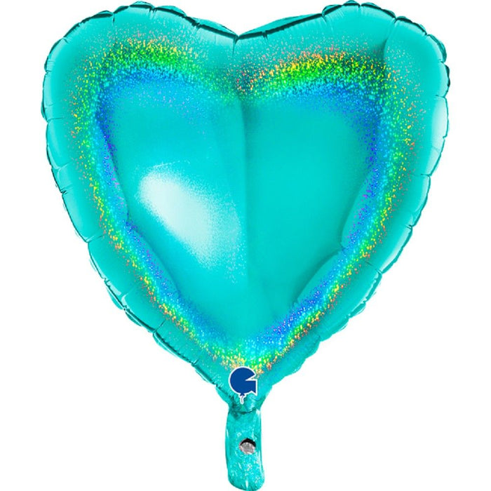 ABC18 Herz Folienballon Uni | Ø 46 cm Holo Tiffany