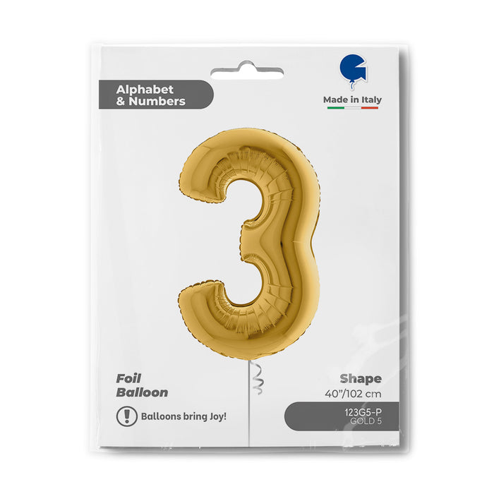 Riesenzahl Folienballon 40"/102cm | Gold #3