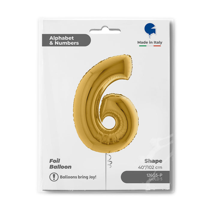 Riesenzahl Folienballon 40"/102cm | Gold #6