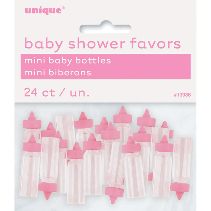 Favours Babyflasche Mini Pink 24 Stück Babyparty Dekoration für Mädchen