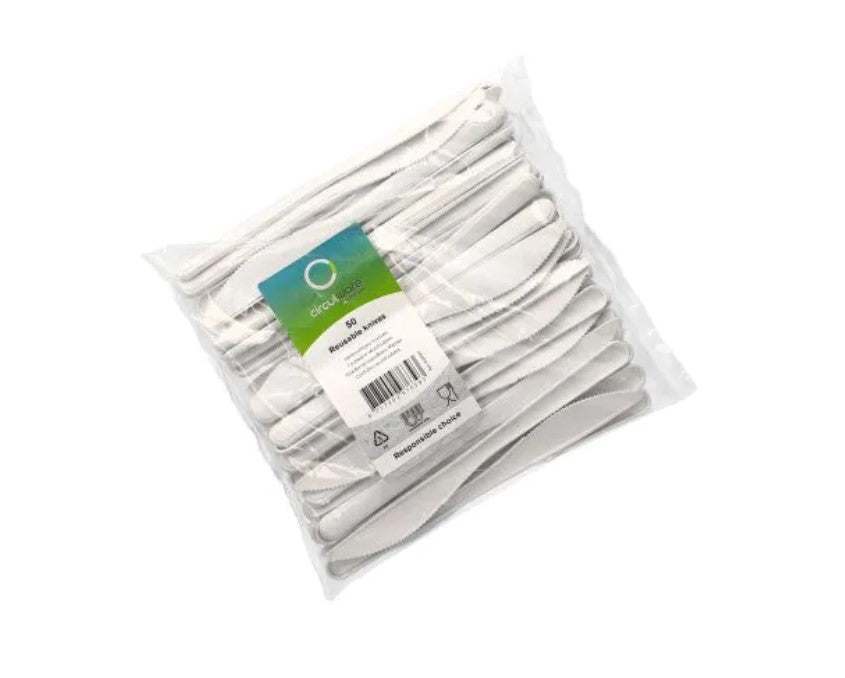 Mehrweg Messer - 50 Stück Weiss