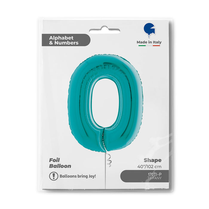 Riesenzahl Folienballon 40"/102cm | Tiffany-Türkis #0