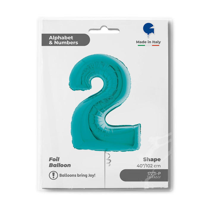 Riesenzahl Folienballon 40"/102cm | Tiffany-Türkis #2