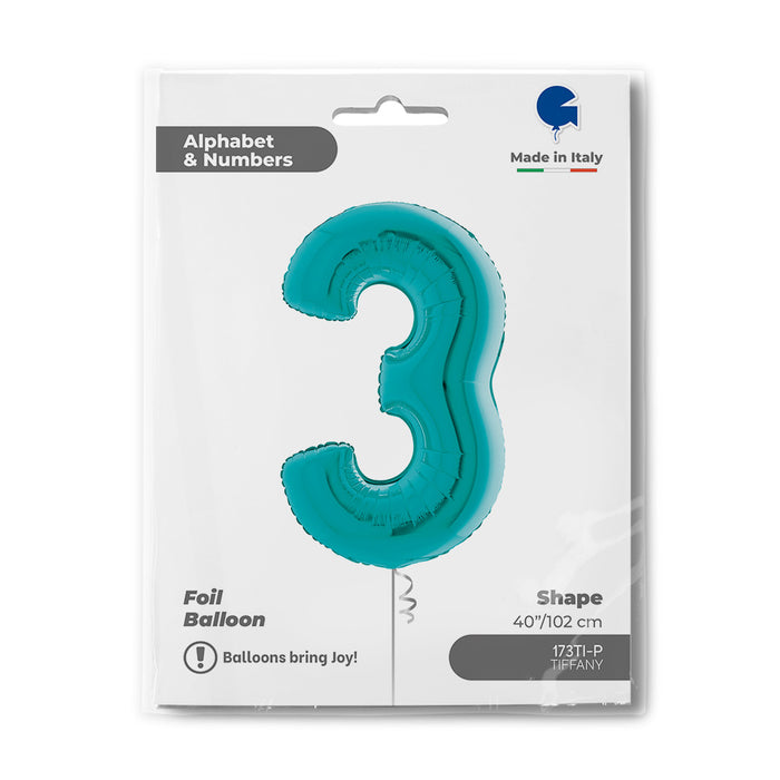 Riesenzahl Folienballon 40"/102cm | Tiffany-Türkis #3