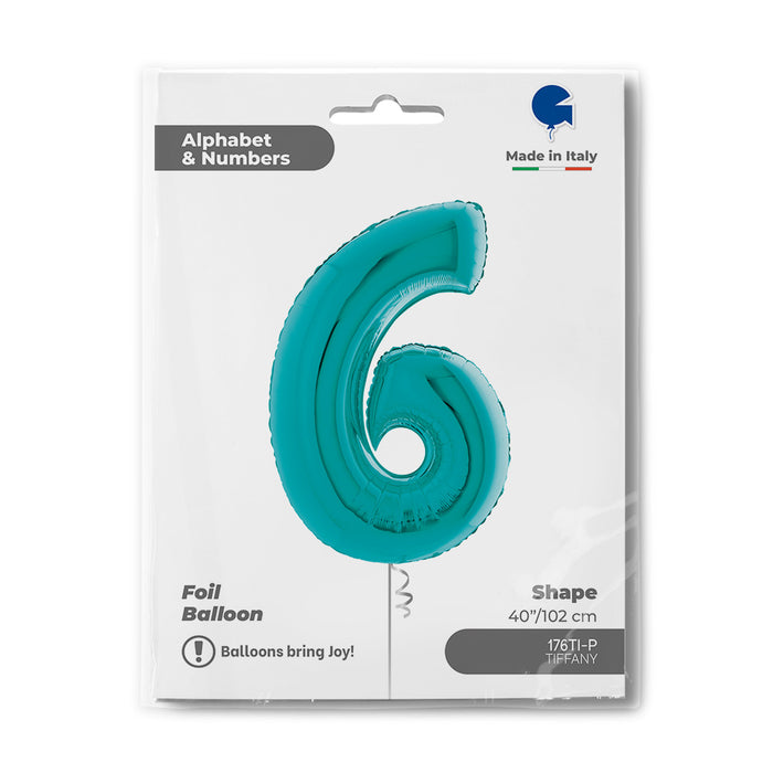 Riesenzahl Folienballon 40"/102cm | Tiffany-Türkis #6