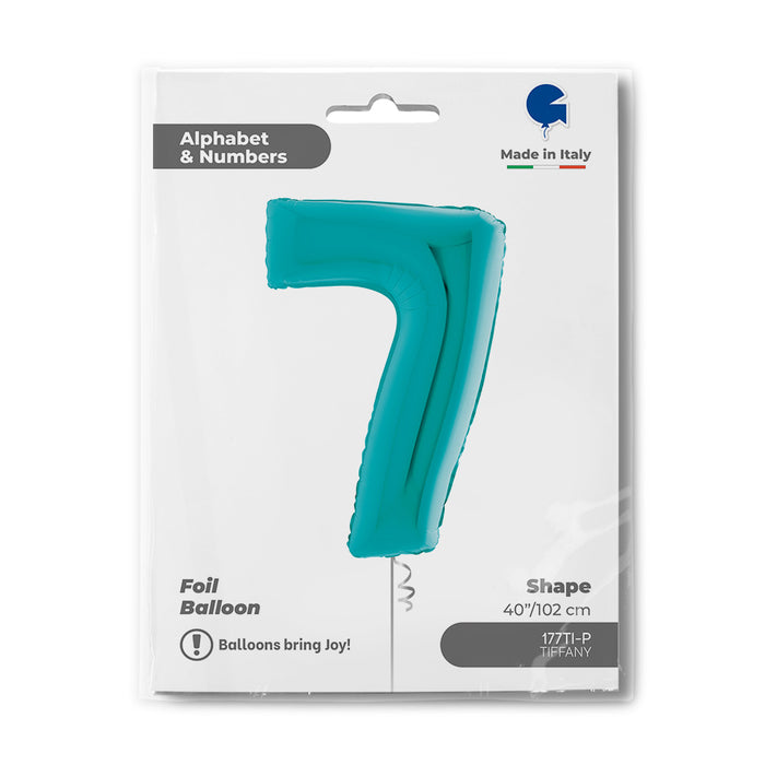 Riesenzahl Folienballon 40"/102cm | Tiffany-Türkis #7