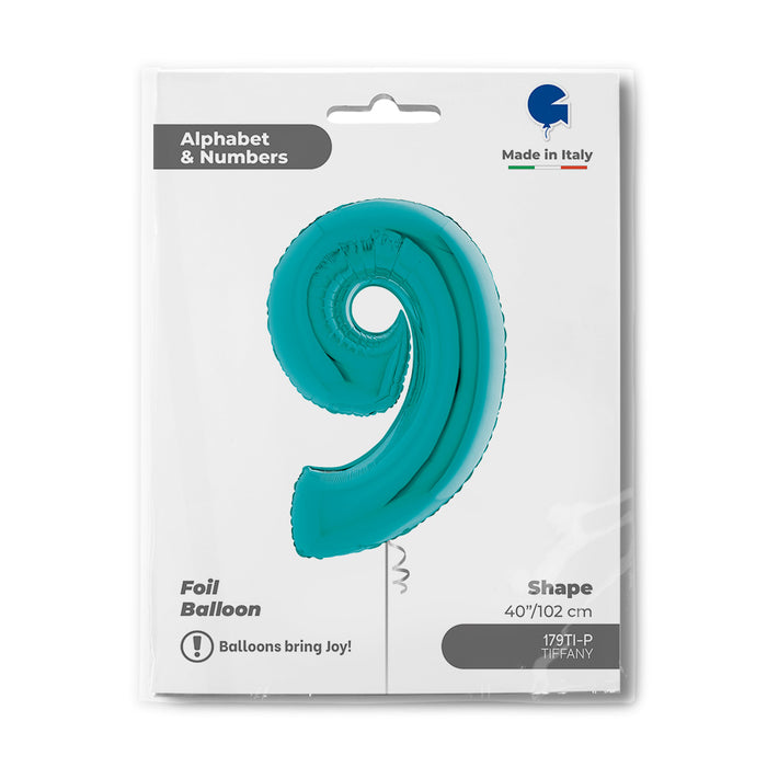 Riesenzahl Folienballon 40"/102cm | Tiffany-Türkis #9