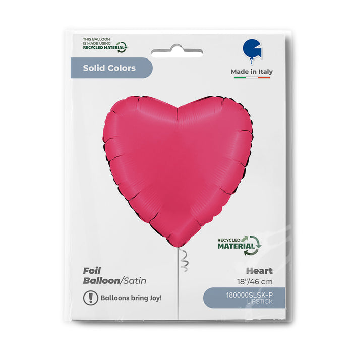 ABC18 Herz Folienballon Uni | Ø 46 cm Satin Lipstick