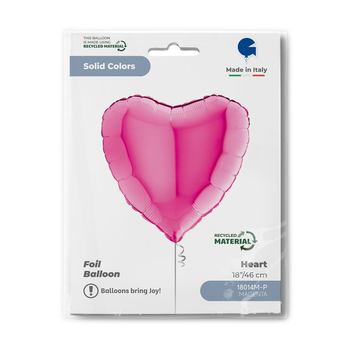 ABC18 Herz Folienballon Uni | Ø 46 cm Magenta / Pink