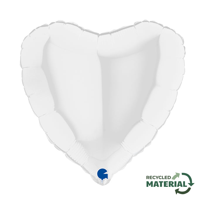 ABC18 Herz Folienballon Uni | Ø 46 cm Weiß