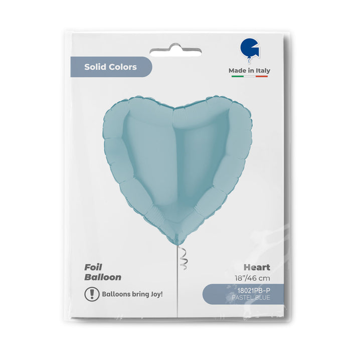 ABC18 Herz Folienballon Uni | Ø 46 cm Hellblau Pastell