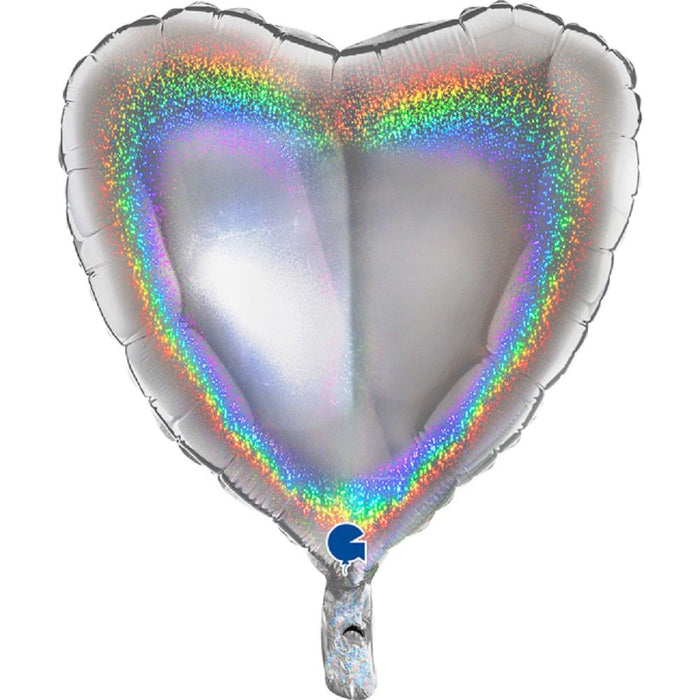 ABC18 Herz Folienballon Uni | Ø 46 cm Holo Silber