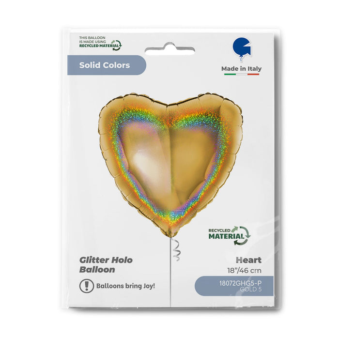 ABC18 Herz Folienballon Uni Holo | Ø 46 cm Gold5