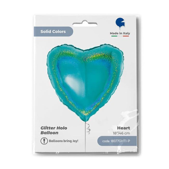 ABC18 Herz Folienballon Uni | Ø 46 cm Holo Tiffany