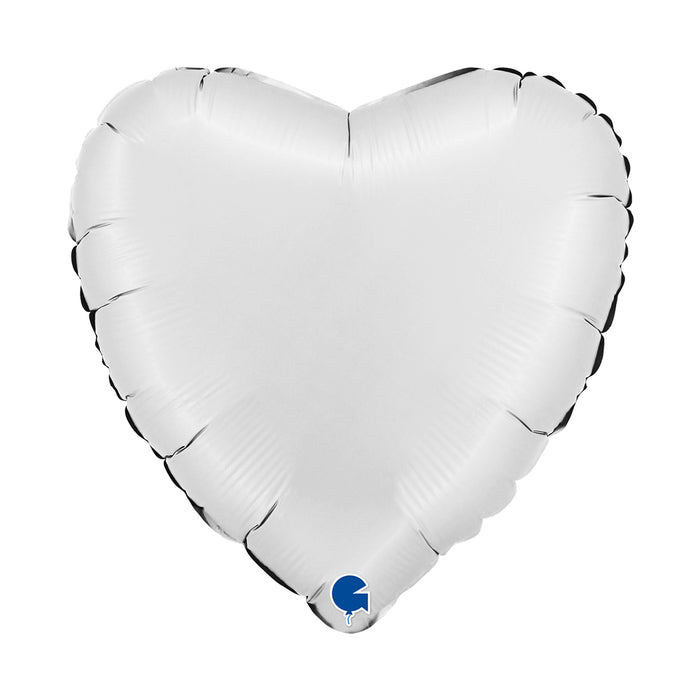 ABC18 Herz Folienballon Uni | Ø 46 cm Weiß Satin