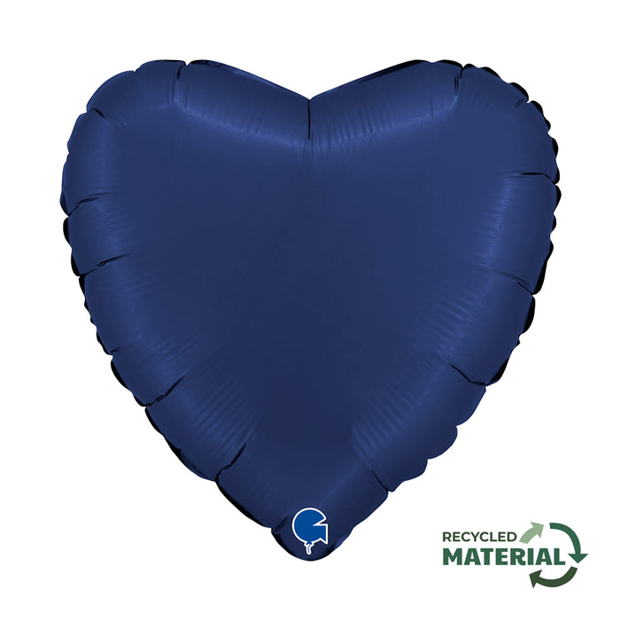 ABC18 Herz Folienballon Uni | Ø 46 cm Satin Blue Navy
