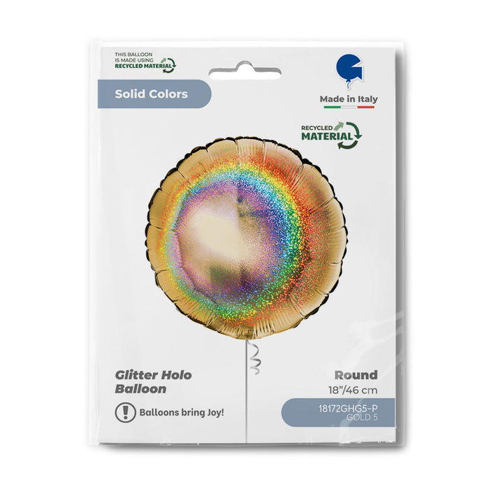 ABC18 Rund Folienballon Uni Holo | Ø 46 cm Gold5