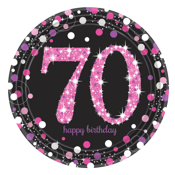 "Sparkling Pappteller Ø 22,8 cm - Schwarz Pink #70