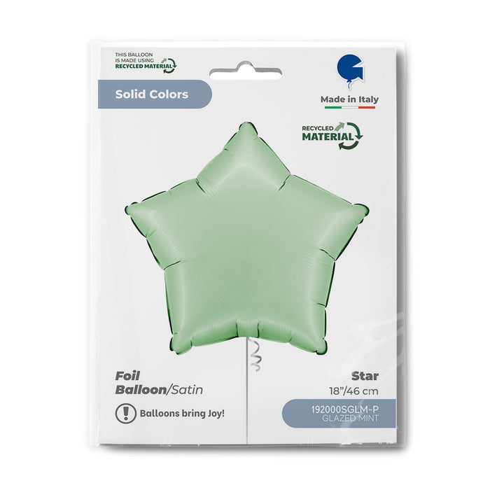 ABC18 Stern Folienballon Uni | Ø 46 cm Satin Glazed Mint
