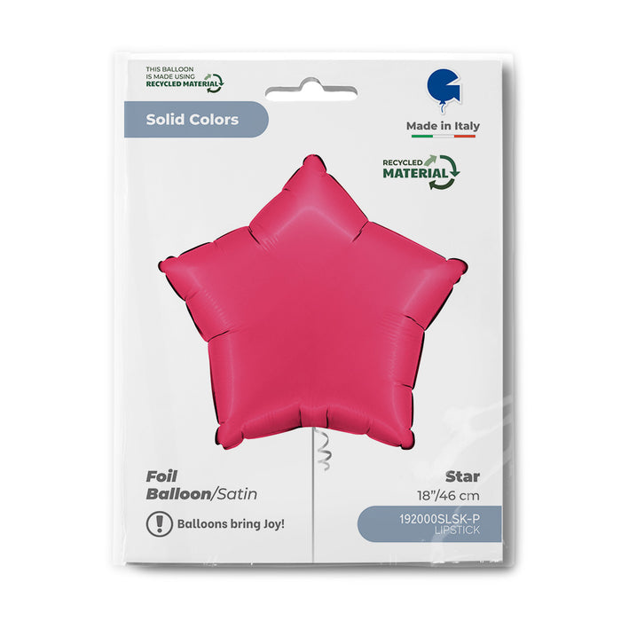 ABC18 Stern Folienballon Uni | Ø 46 cm Satin Lipstick