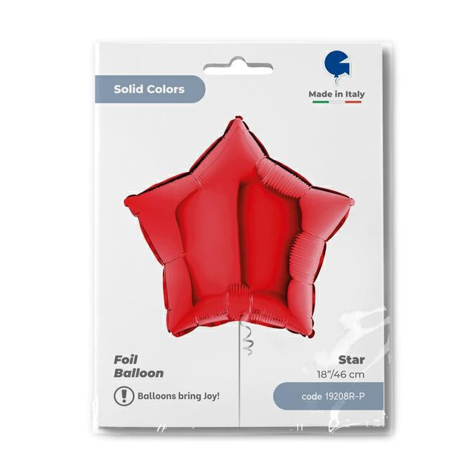 ABC18 Stern Folienballon Uni | Ø 46 cm Rot