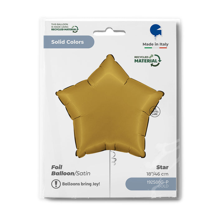 ABC18 Stern Folienballon Uni | Ø 46 cm Gold Satin