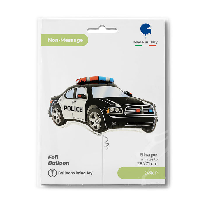 28" Folienballon Lose "Polizeiauto Schwarz" | HFE (Non-Metallic)
