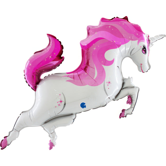 44" Shape Folienballon Lose - Einhorn springend Pink (Non-Metallic) | HF2