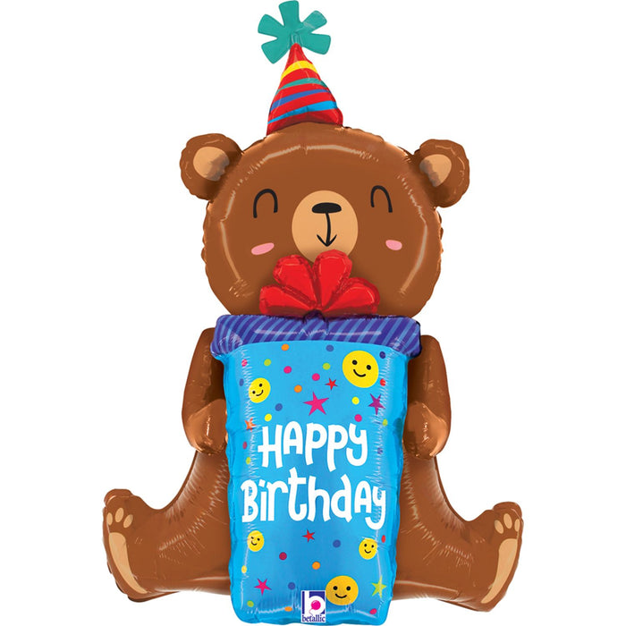 Shape Folienballon Bär "Happy Birthday" | 86 cm