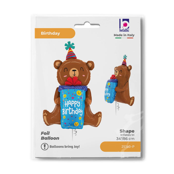 Shape Folienballon Bär "Happy Birthday" | 86 cm
