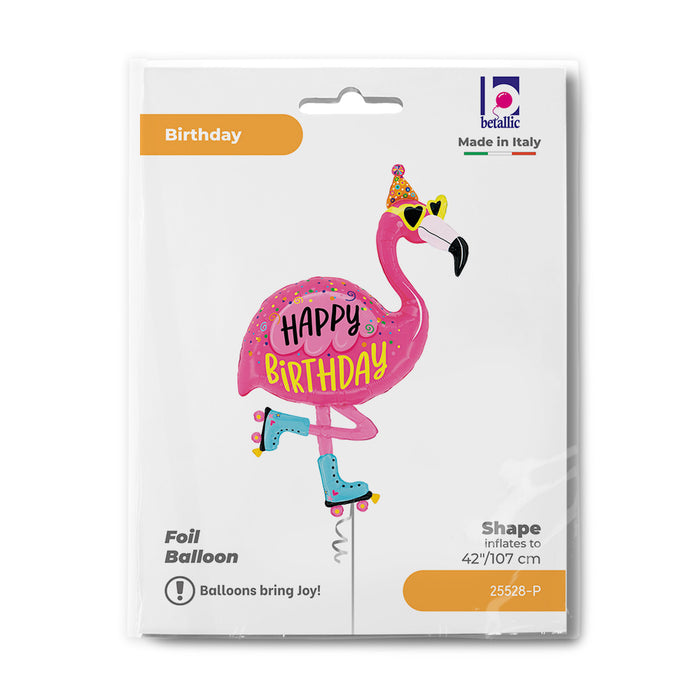 Shape Folienballon "Happy Birthday" Flamingo 107 cm