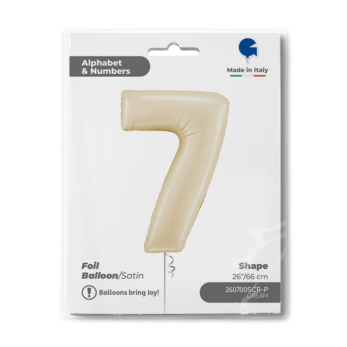 Riesenzahl Folienballon 26"/66cm | Satin Cream #7
