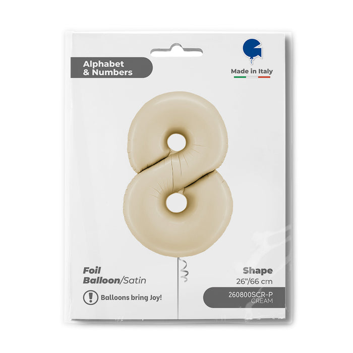 Riesenzahl Folienballon 26"/66cm | Satin Cream #8