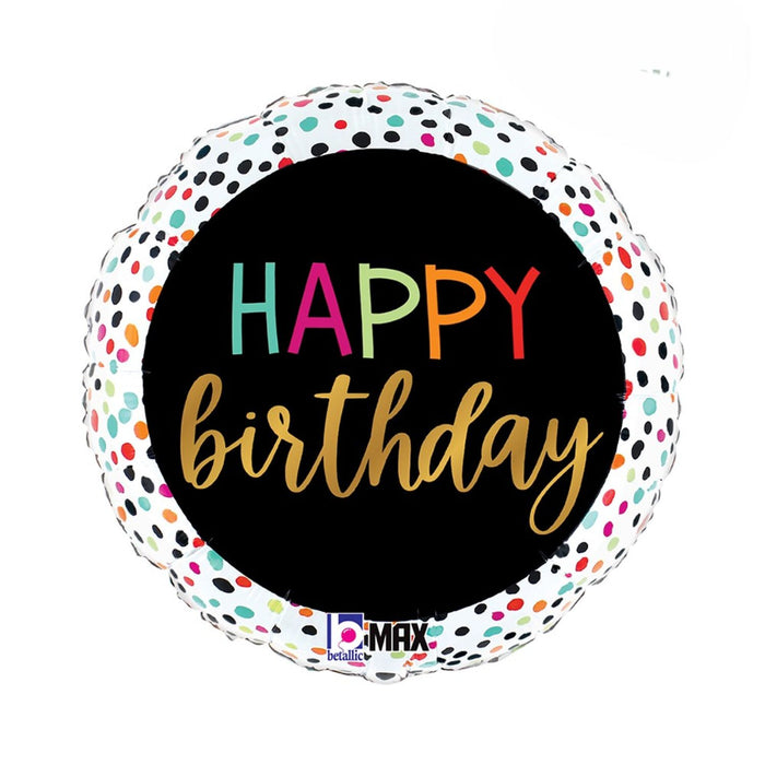 ABC18 Folienballon "Happy Birthday" Dots | 46 cm
