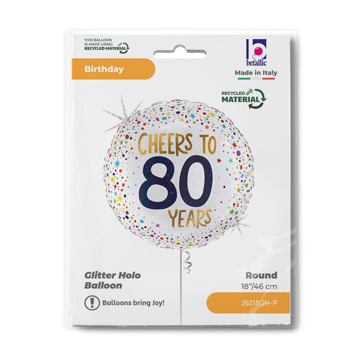 ABC18 Folienballon "Cheers to 80 Years" | 46 cm