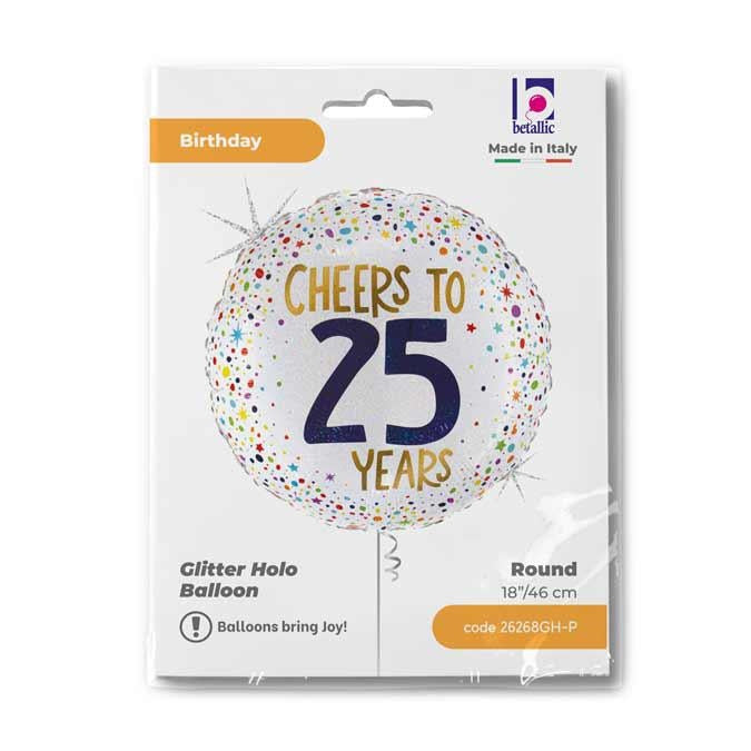 ABC18 Folienballon "Cheers to 25 Years" | Ø 46 cm