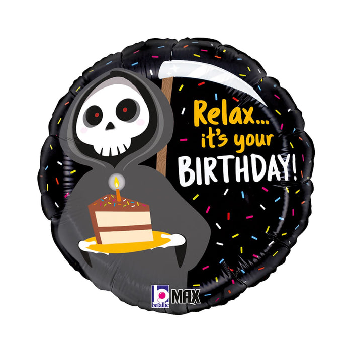 ABC18 Folienballon Sensenmann "Relax...it´s your Birthday!" | 46 cm